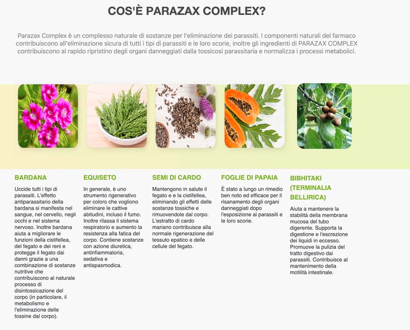 ingredienti di Parazax Complex: